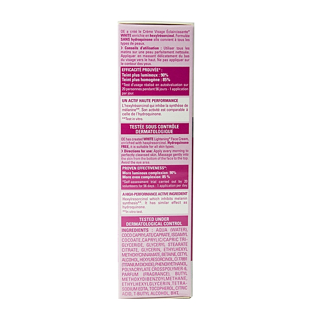OE Crème Visage Eclaircissante 0¨ Hydroquinone Prix pas cher