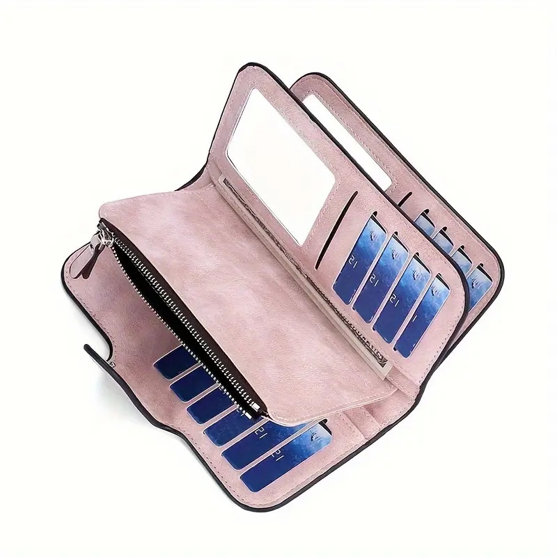 retro minimalist short   solid color clutch credit card case   slots wallet details 1