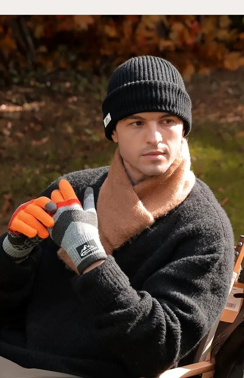 1pc winter mens style balaclava knit beanie hat windproof cold head cover ideal choice for gifts details 4