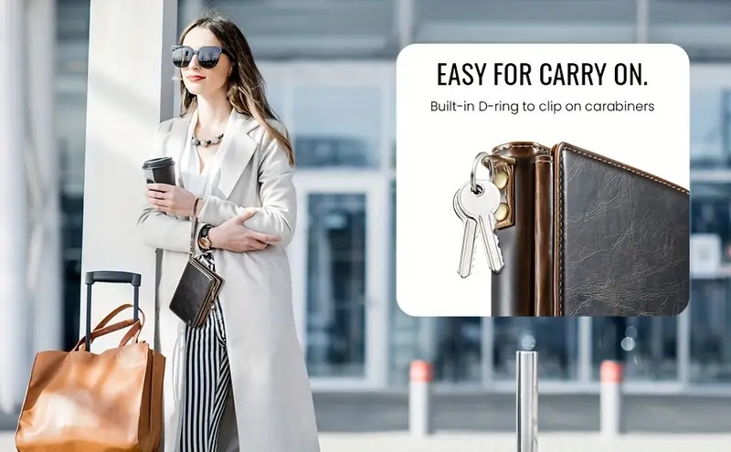 rfid屏蔽护照夹 - 大号仿皮旅行钱包，带可拆卸腕带，安全拉链闭合，多个卡槽和rfid屏蔽技术，适合男女，旅行护照夹，安全文件存储，时尚设计，耐用结构 商品详情 9