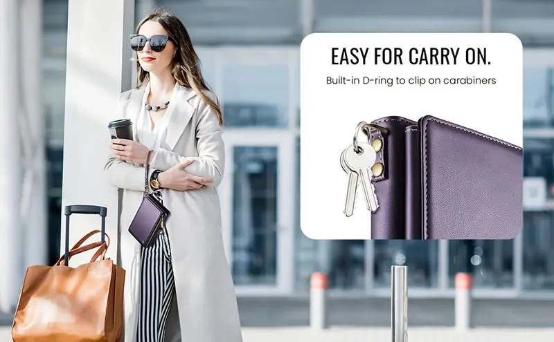 rfid屏蔽护照夹 - 大号仿皮旅行钱包，带可拆卸腕带，安全拉链闭合，多个卡槽和rfid屏蔽技术，适合男女，旅行护照夹，安全文件存储，时尚设计，耐用结构 商品详情 7