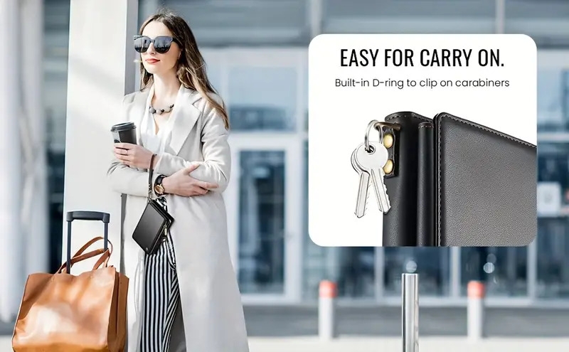 rfid屏蔽护照夹 - 大号仿皮旅行钱包，带可拆卸腕带，安全拉链闭合，多个卡槽和rfid屏蔽技术，适合男女，旅行护照夹，安全文件存储，时尚设计，耐用结构 商品详情 8