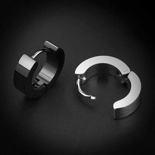 product_image_name-Fashion-Ensemble De 8 Boucles D'oreilles Créoles Unisexes Noires En Acier Inoxydable, Boucles D'oreilles Pendantes Unisexes, Ensemble De Piercings-3