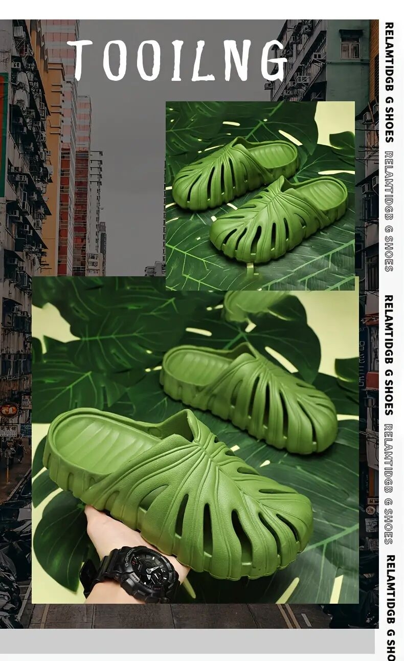 summer slippers for men and women home use outdoor thick soled hole shoes details 0