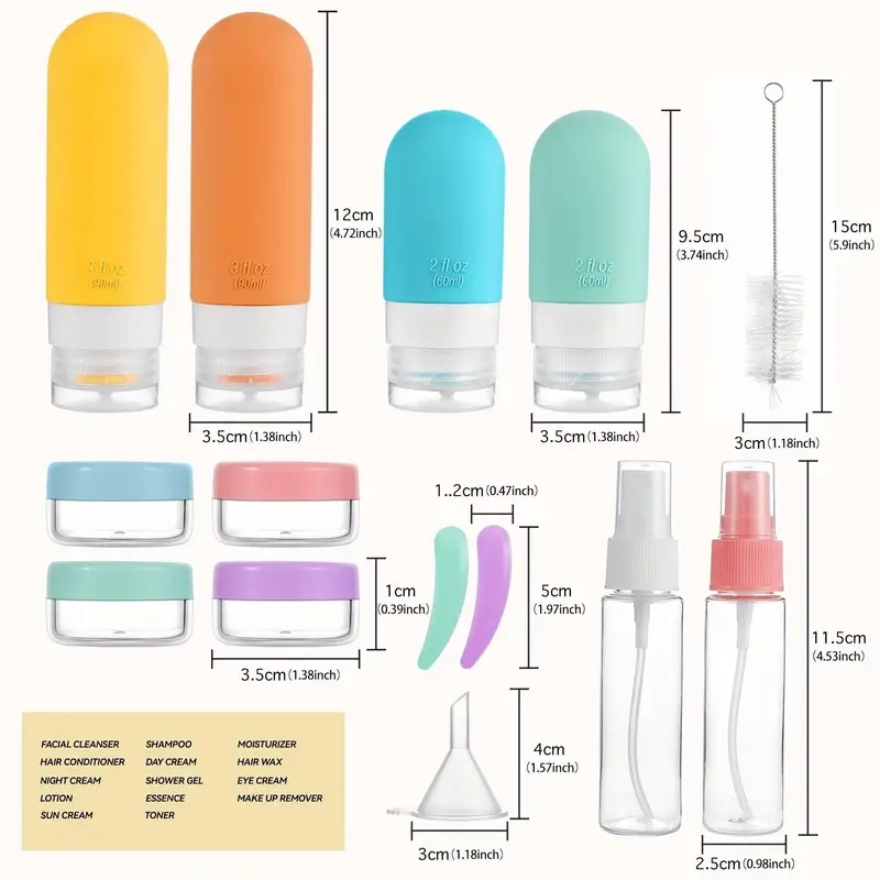travel bottle set of 16 leakproof silicone squeeze container for toiletries conditioner shampoo lotion and shower gel accessories Product details 0