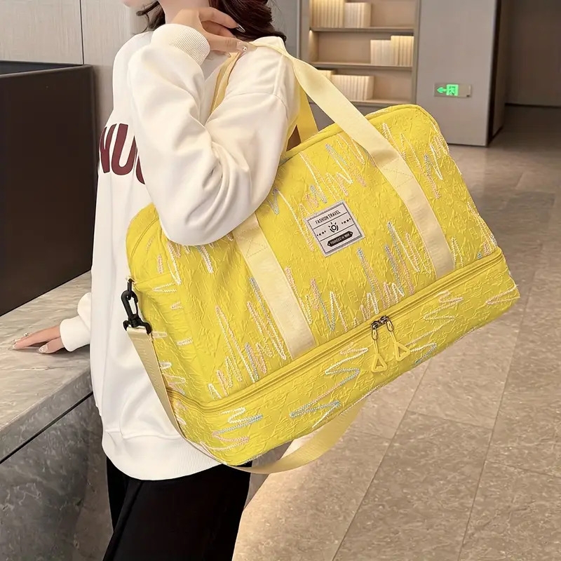 新款短途旅行包女大容量独立鞋仓行李收纳袋可套拉杆箱单肩斜挎手提包度假出差便捷出行 9