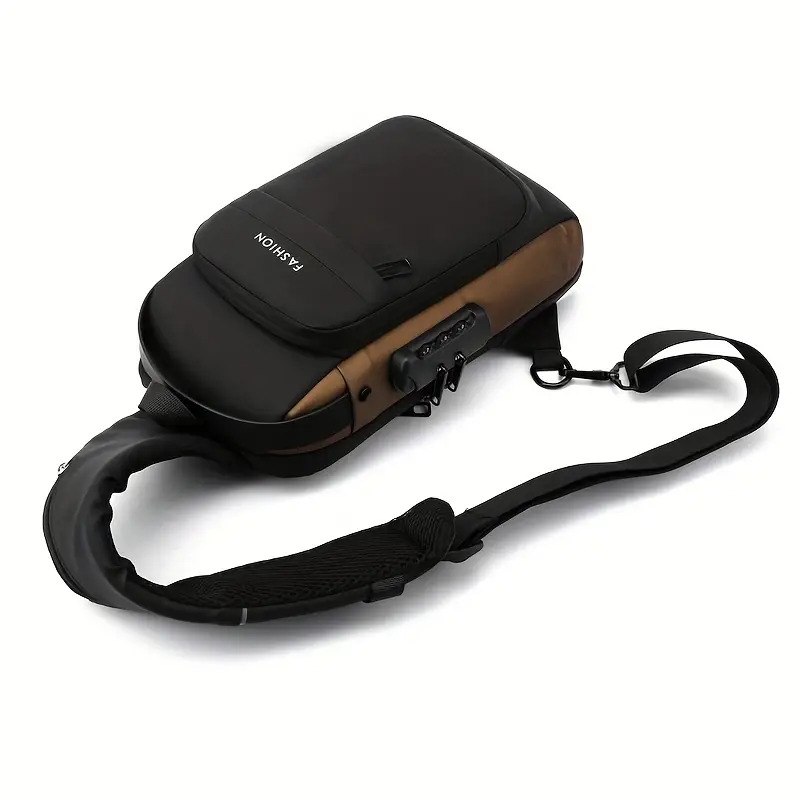 mens waterproof anti theft sling bag with usb charging port lightweight chest bag details 3