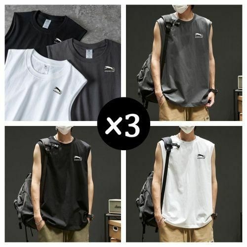 product_image_name-Fashion-T - Shirt Sans Manches 3 En 1 (noir + Gris + Blanc)-1