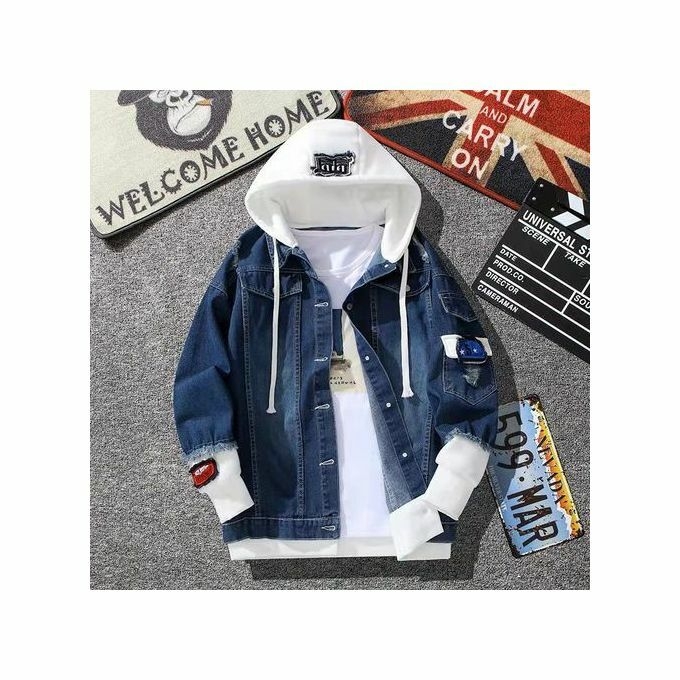 product_image_name-Generic-Denim Jacket Korean Casual Jacket Youth Trend Hooded Couple-Light Blue.-1