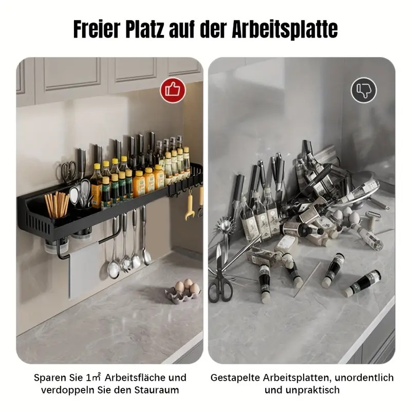 60  stainless steel kitchen organizer rack with dual chopsticks holder,   wall mount, space-saving storage for utensils and spices, kitchen organizers and storage details 9