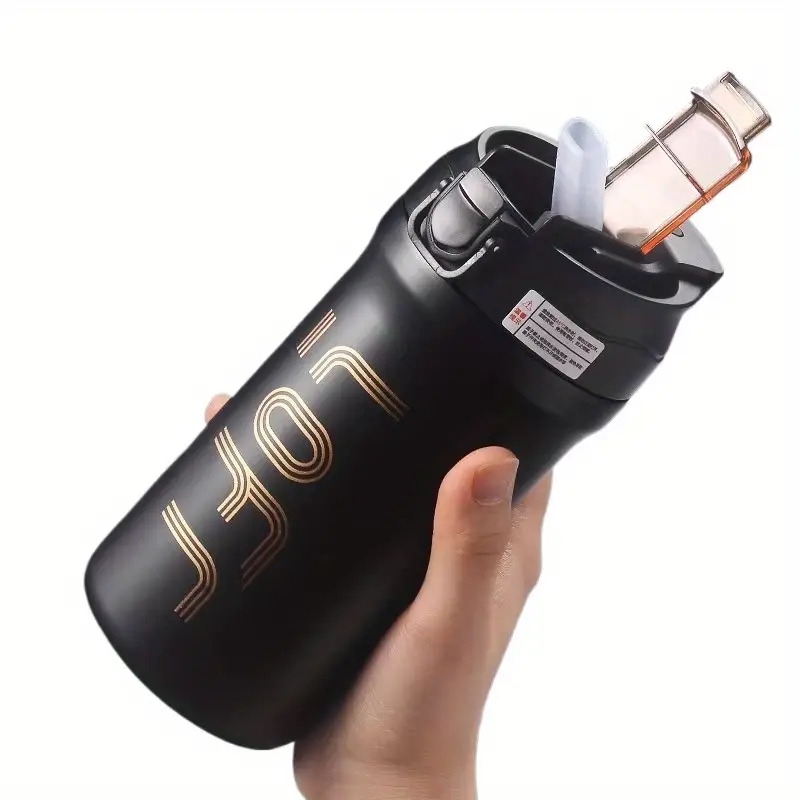 316不锈钢双饮磨菇咖啡杯运动健身户外露营保温杯吸管水杯学生车杯