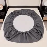 1pc soft and comfortable waterproof fitted sheet with deep pocket for bedroom and guest room solid color bedding for a cozy and stylish sleeping experience details 5