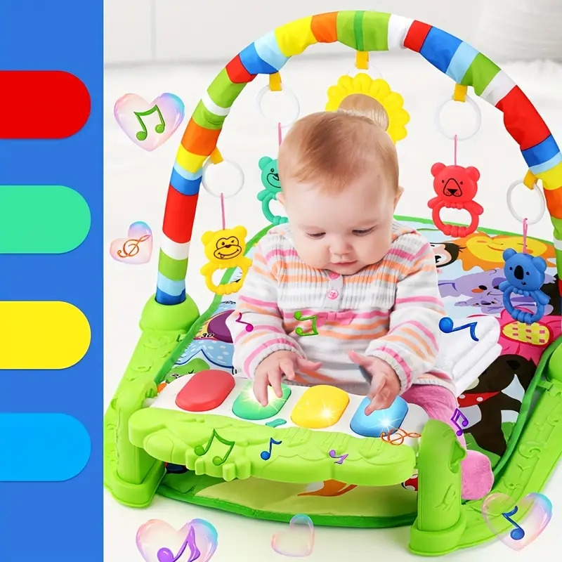 play mat with music pedal piano educational fitness activity center battery powered plastic   green ideal for christmas birthday halloween gifts 4