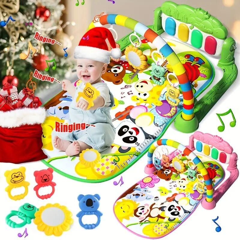 play mat with music pedal piano educational fitness activity center battery powered plastic   green ideal for christmas birthday halloween gifts 2