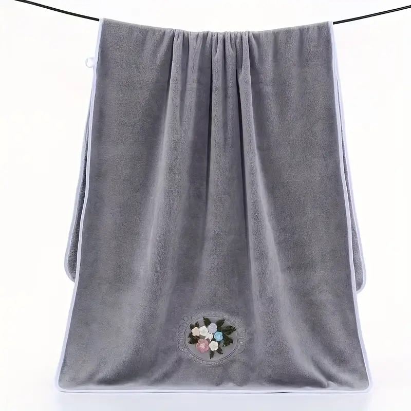 3pcs 绣花卉毛巾套装,2条毛巾和1条浴巾,柔软吸水家用浴巾,浴室浴巾,洗脸巾,毛巾,柔软亲肤适合家用,沐浴,海边浴巾。 5