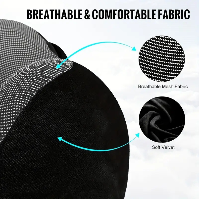 1pc black travel pillow with bag neck pillow for travel with hood for airplane velvet memory foam neck pillow adult head neck support for long flights plane   sleeping rest details 5