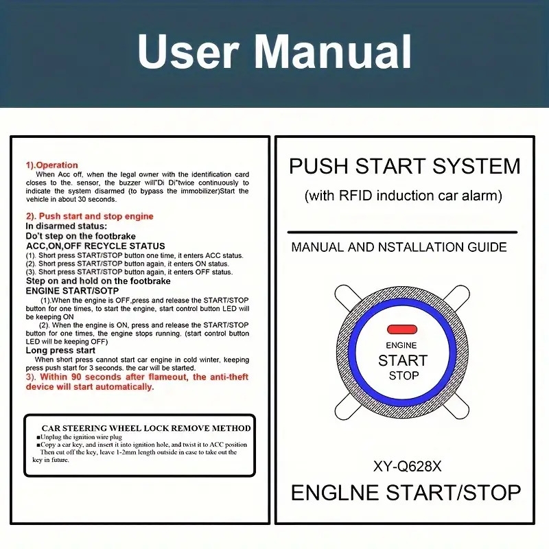 汽车报警启动停止按钮引擎rfid无钥匙进入系统按钮遥控启动停止自动, 车辆安全系统,远程启动控制,现代汽车配件,紧凑设计,精密工程,高品质按钮,发动机启动开关,科技达人驾驶者,车辆所有者 商品详情 4