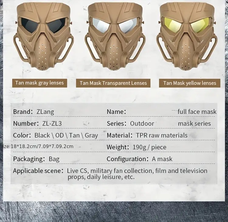 protect your face in style cosplay cs shaped   full face mask with adjustable straps details 2