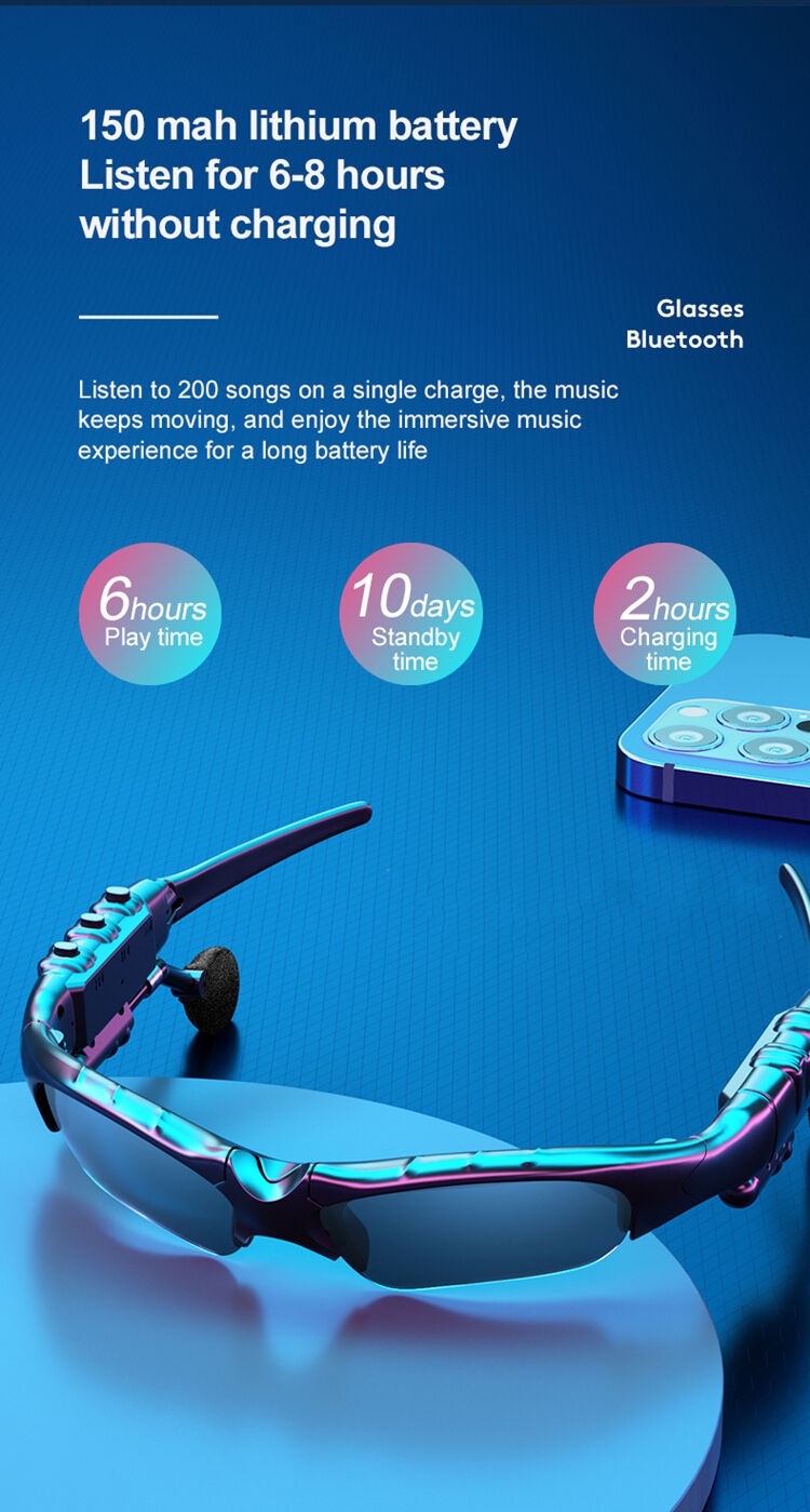 Nouveau casque intelligent BT lunettes de soleil Sports de plein air conduite avec Microphone casque stéréo lunettes portables