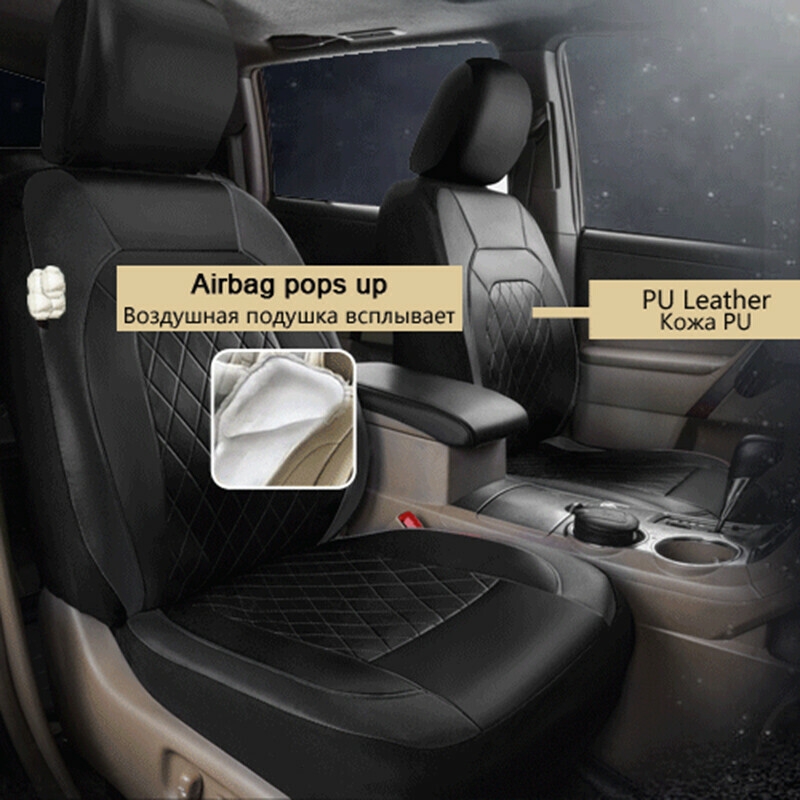 Luxury PU Leather 5-sits Car Seat Cover Cushions Set Black Full Set Interior NEW - Picture 3 of 11
