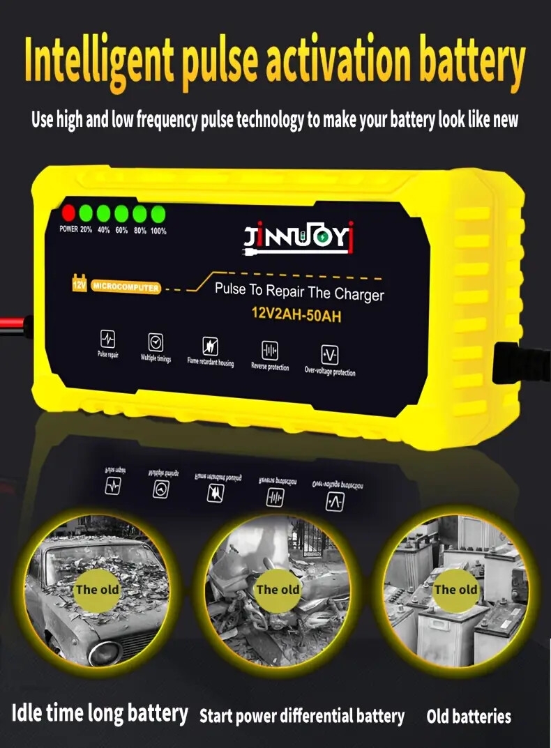 automobile and motorcycle battery charger 12v 3amp fully automatic   lead acid agm gel intelligent maintenance charger lcd suitable for automobiles trucks and motorcycles Product details 5