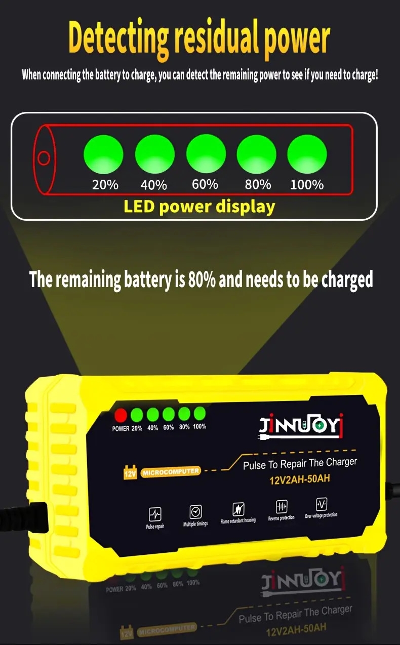 automobile and motorcycle battery charger 12v 3amp fully automatic   lead acid agm gel intelligent maintenance charger lcd suitable for automobiles trucks and motorcycles Product details 2