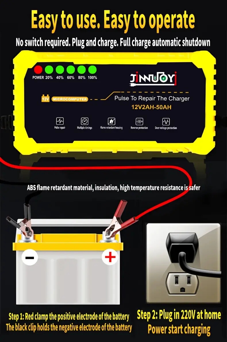 automobile and motorcycle battery charger 12v 3amp fully automatic   lead acid agm gel intelligent maintenance charger lcd suitable for automobiles trucks and motorcycles Product details 3