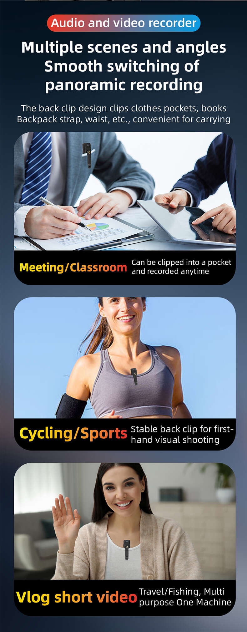 Mini caméra à stylo Portable, portée sur le corps, 1080p, caméra de poche Portable avec Clip arrière, caméra de sécurité de dernière conception