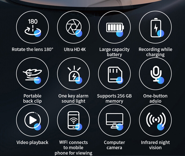 Mini caméra Portable, enregistreur vidéo numérique, caméra corporelle de sécurité Full Hd 1080p avec écran de 1.3 pouces