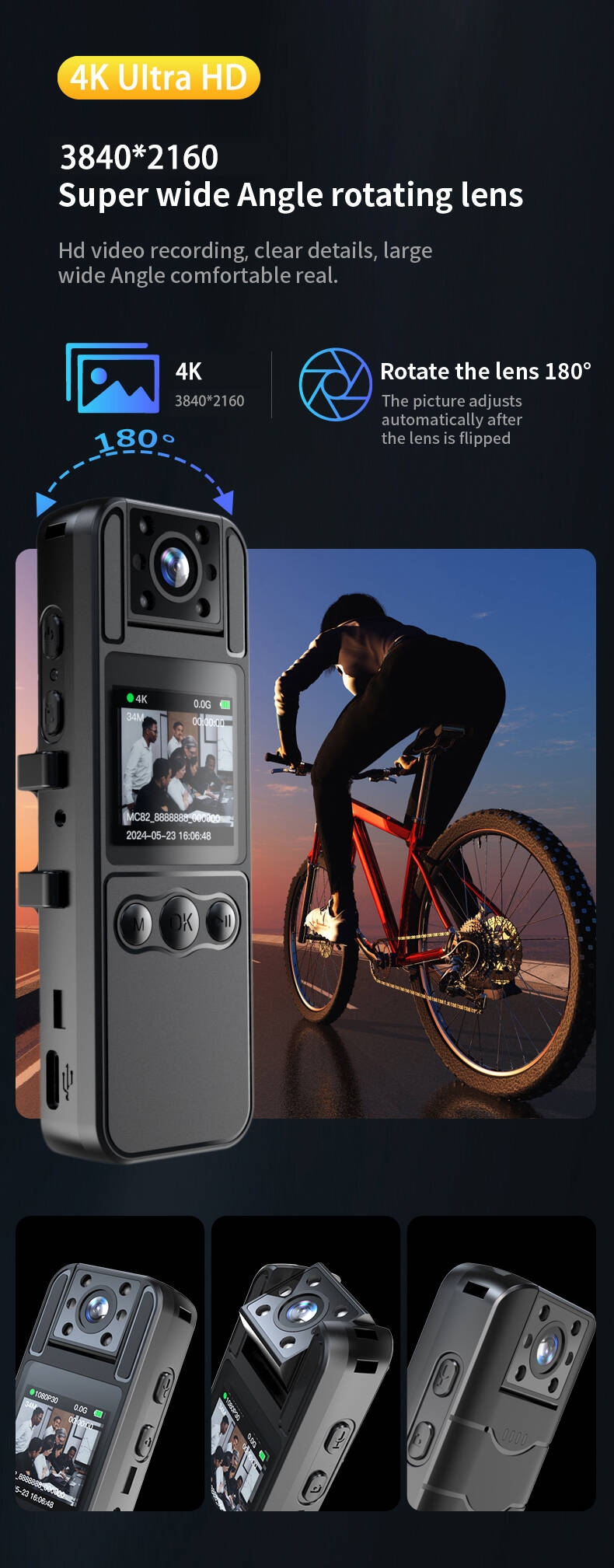 Mini caméra Portable, enregistreur vidéo numérique, caméra corporelle de sécurité Full Hd 1080p avec écran de 1.3 pouces