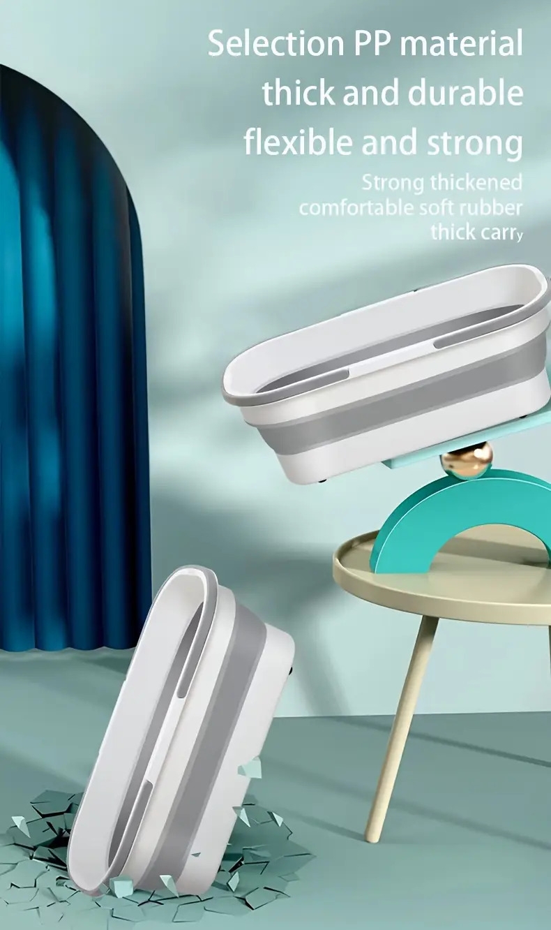 1个可折叠的桶，带有皮带滚轮，便携式矩形水盆，适用于洗车、洗衣和家庭使用，耐用塑料材料，理想的酒店和家庭储存 商品详情 4