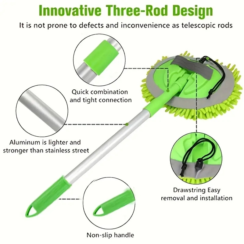 1 set car washing mop kit clean your car rv or truck easily with 2 replacement heads 3