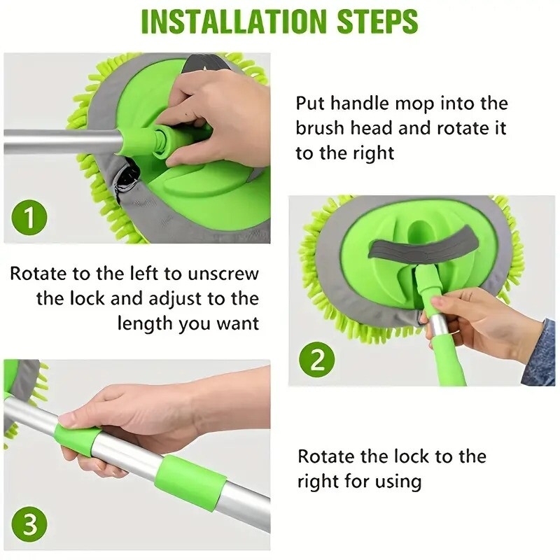 1 set car washing mop kit clean your car rv or truck easily with 2 replacement heads 5