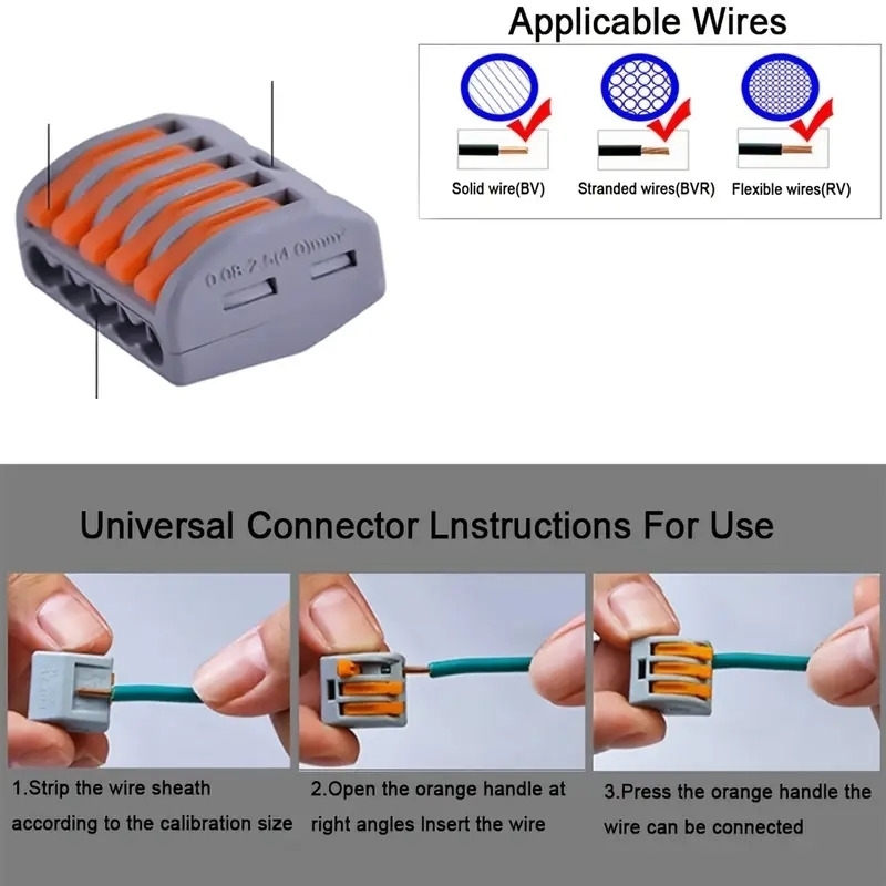 60pcs lever wire nut connectors compact splicing wire connector 2 3 5 port electrical connectors assortment kit for quick wiring 28 12 awg details 1