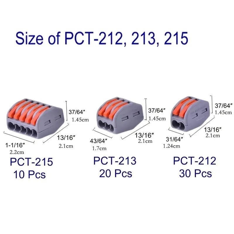 60pcs lever wire nut connectors compact splicing wire connector 2 3 5 port electrical connectors assortment kit for quick wiring 28 12 awg details 3