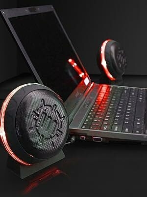 Haut-parleurs d'ordinateur rouge PC portable 2.0 USB LED lumineuse