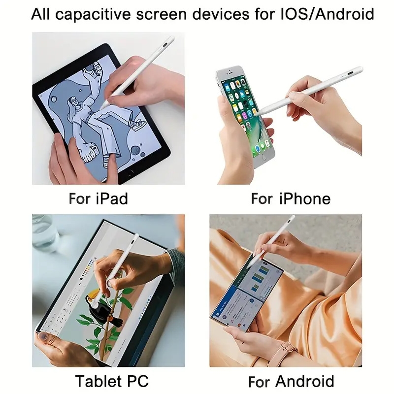 stylus pen for ios android touch screens magnetic design rechargeable universal active stylus pen compatible for iphone lenovo huawei vivo samsung galaxy microsoft apple ipad pro mini air digital pencil perfect for phone tablet writing drawing class game boy gift notes video clips available in pink blue black white red green details 2