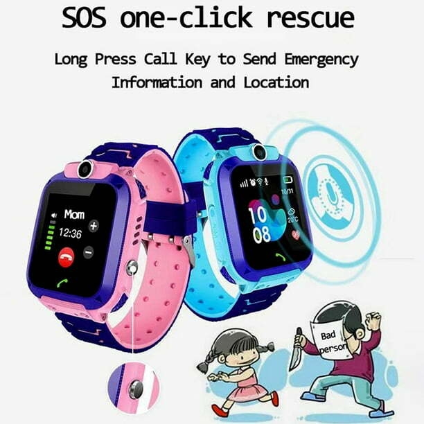 Montre Intelligente pour Enfants Q12 Étanche IP67 Montre Téléphone pour Enfants Positionnement Précis SOS une Touche