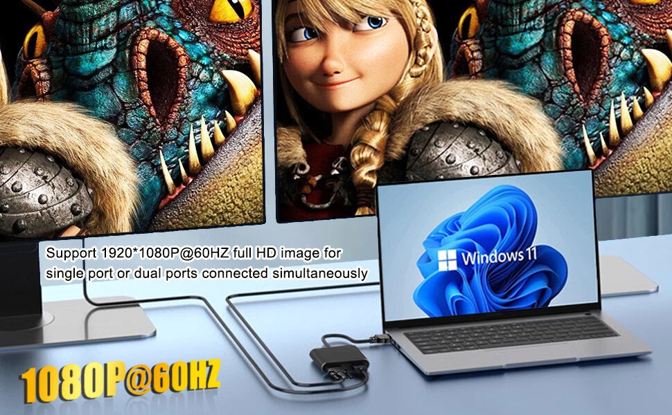 Adaptateur HDMI vers VGA pour double écran, répartiteur HDMI pour 2 écrans