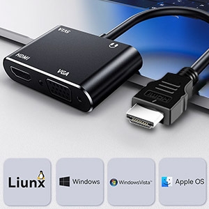 Adaptateur HDMI vers VGA pour double écran, répartiteur HDMI pour 2 écrans