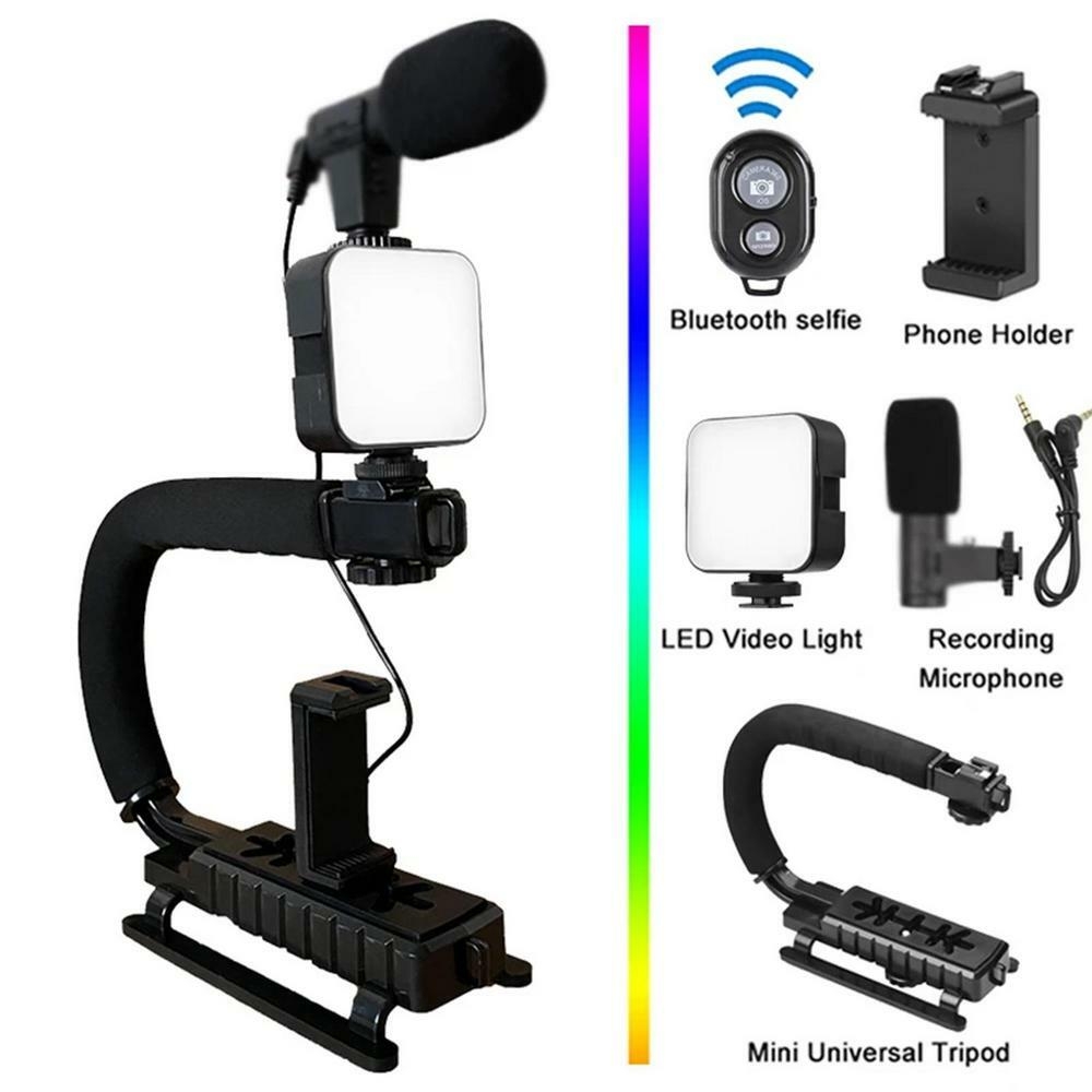Kit de montage vidéo Y-49, microphone et projecteur LED pour smartphone,  trépied télécommande