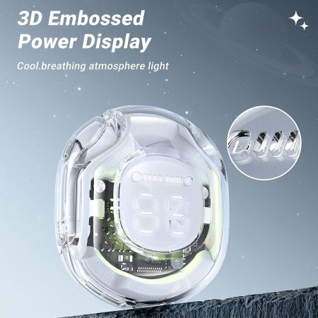 Acefast Wireless Clear Bluetooth Earphones with Digital Display