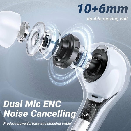 Acefast Wireless Clear Bluetooth Earphones with Digital Display