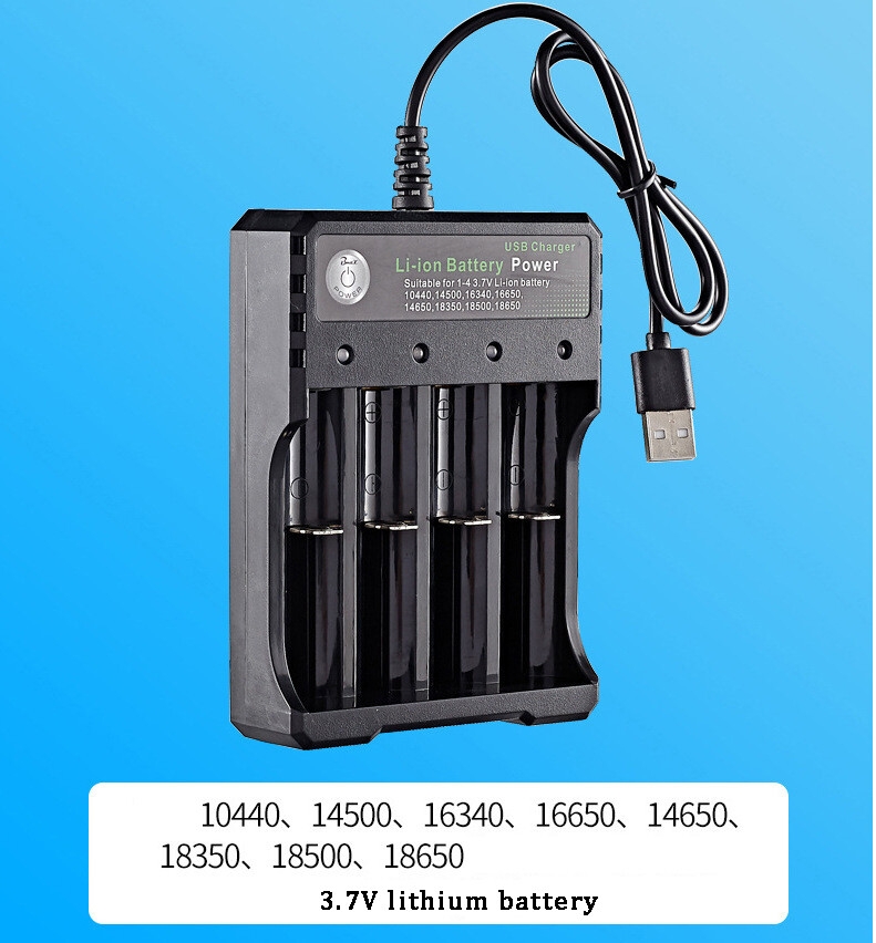 Rechargeable 18650 Battery Charger 4 Slots Li-Ion Battery USB Charger Adapter
