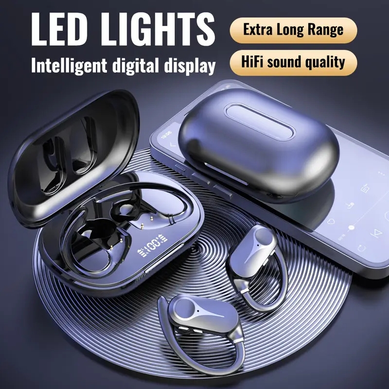 Des nouveaux écouteurs sans fil avec des crochets doreille pour la gym et la course, des écouteurs sans fil avec des basses profondes, des casques, des écouteurs de sport stéréo HiFi avec micro intégré et annulation de bruit détails 4