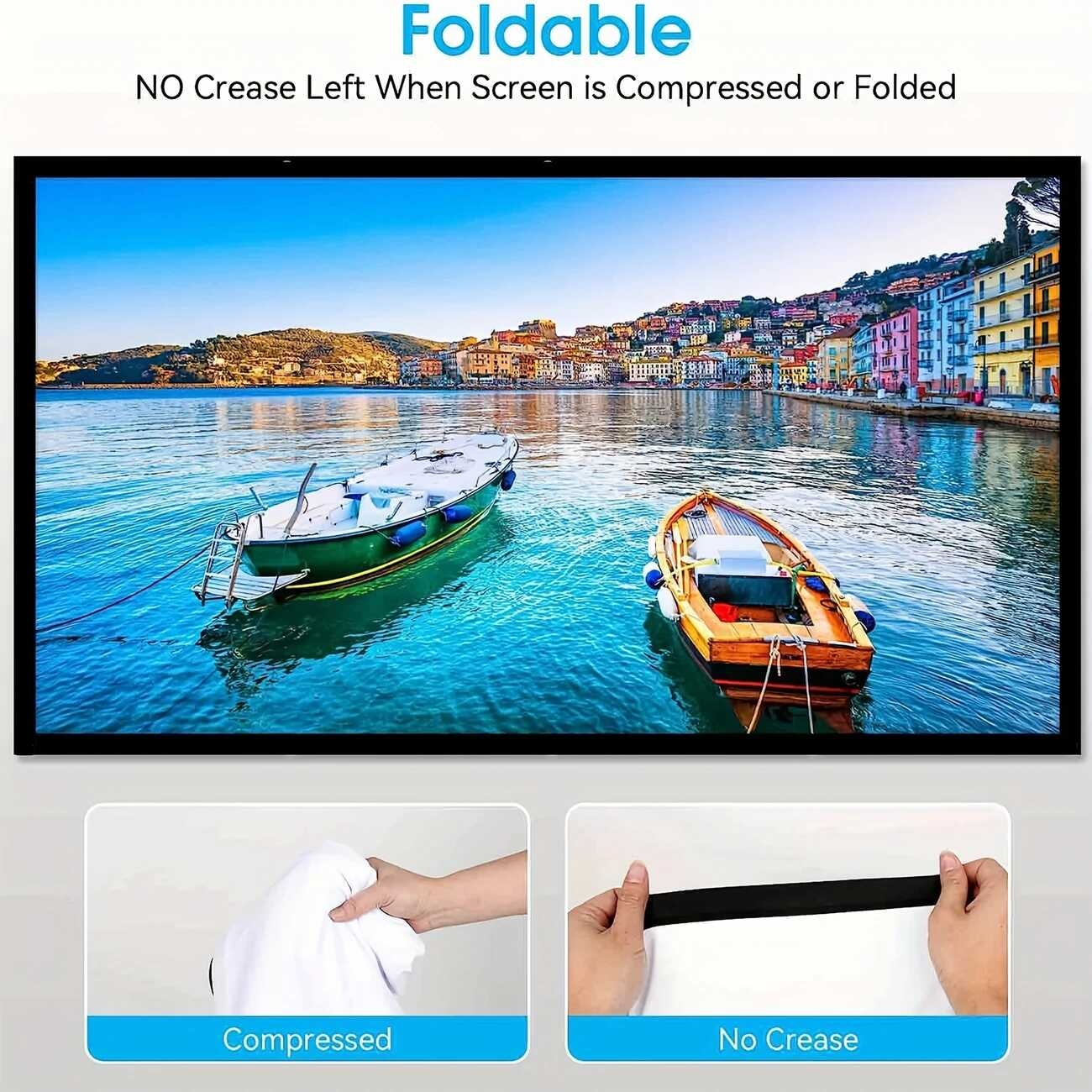 84 inch 4k projector screen movie projection screen 16 9 foldable washable portable anti wrinkle indoor and outdoor double sided projection screen suitable for home party office classroom details 5