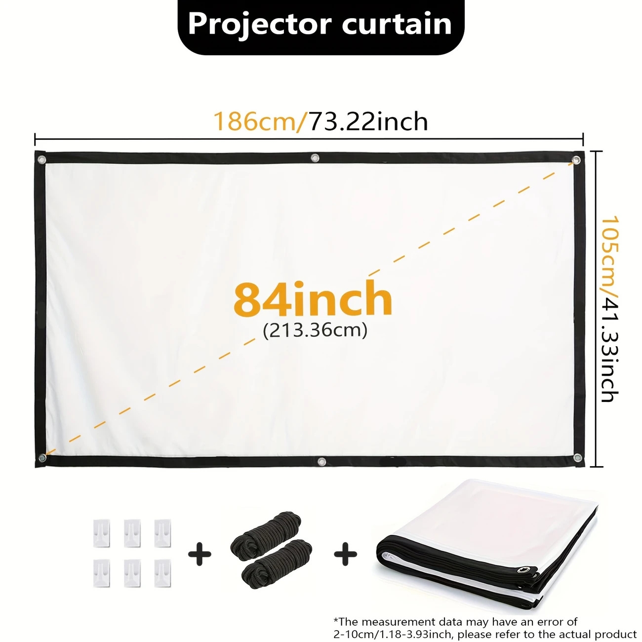 84 inch 4k projector screen movie projection screen 16 9 foldable washable portable anti wrinkle indoor and outdoor double sided projection screen suitable for home party office classroom details 1