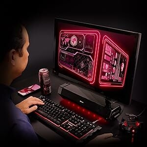 Haut-parleur de jeu Attack, barre de son sous moniteur, haut-parleur LED avec puissance audio maximale de 40 W