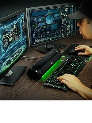 Mise à niveau du haut-parleur de jeu Attack PC Soundbar avec barre de son LED de puissance maximale de 40 W