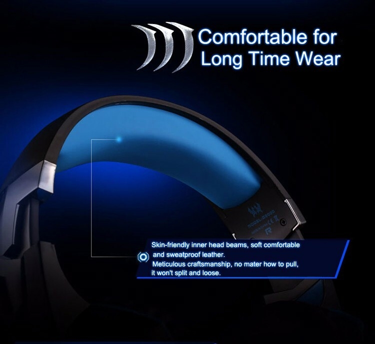 Kotion chaque casque de jeu G2000 écouteur 3.5mm avec lumière rvb micro antibruit son stéréo pour PS5 PS4 PC